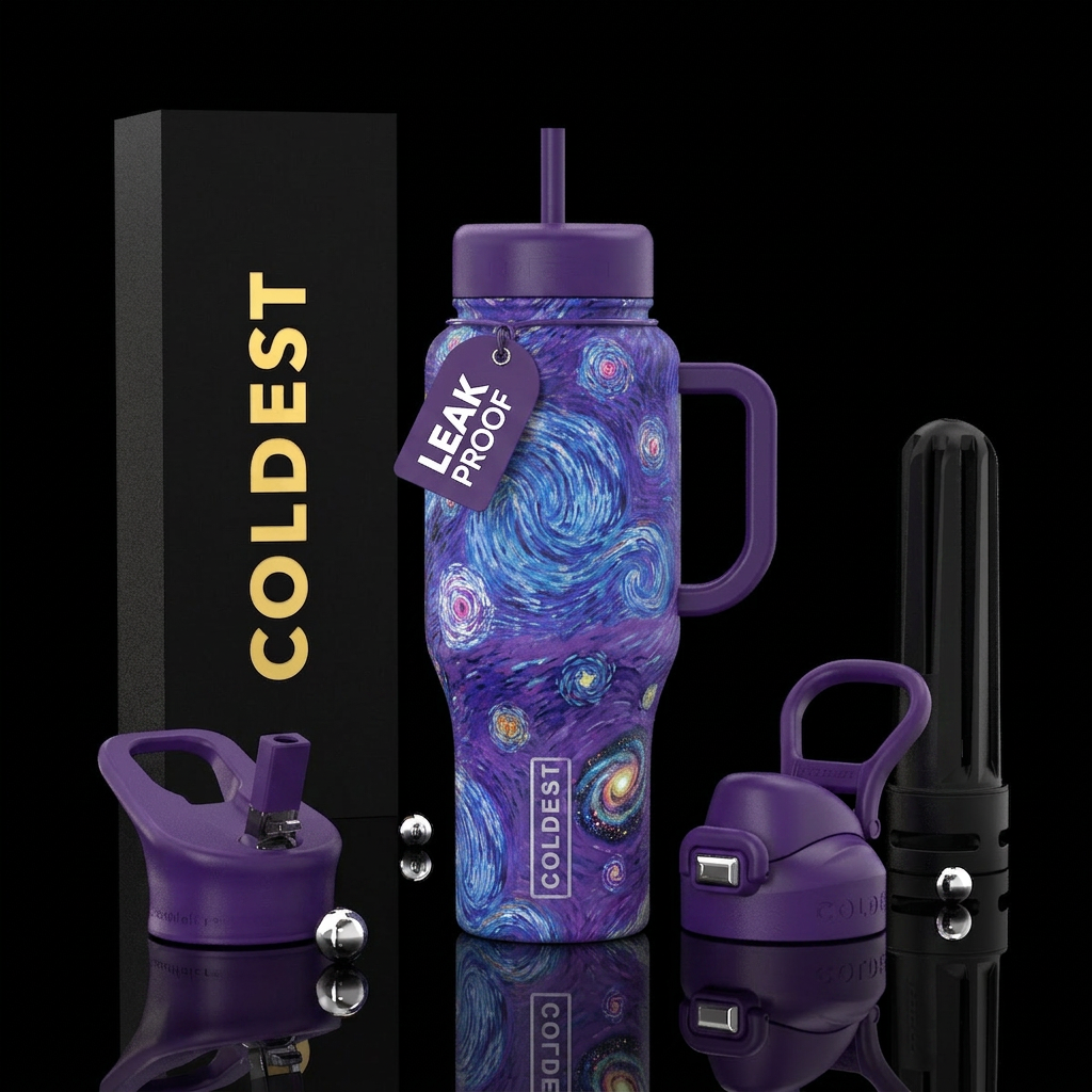Van gogh starry galaxies coldest water bottle but ... water bottle design