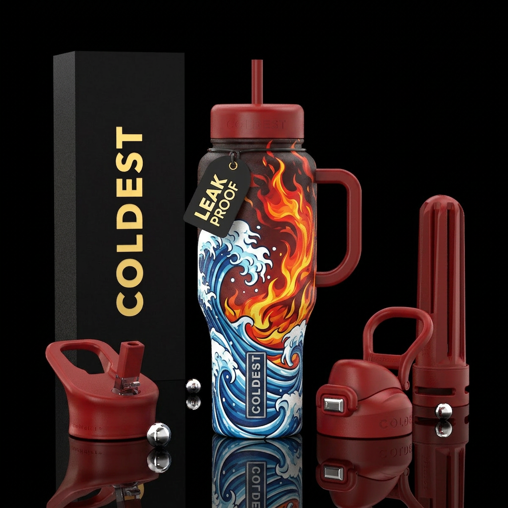 Water breathing, fire breathing water bottle design