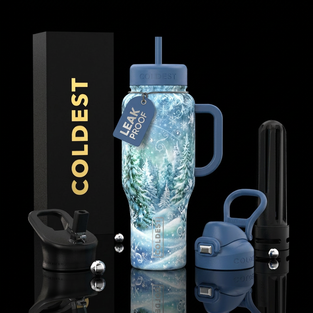 Winter wonderland water bottle design