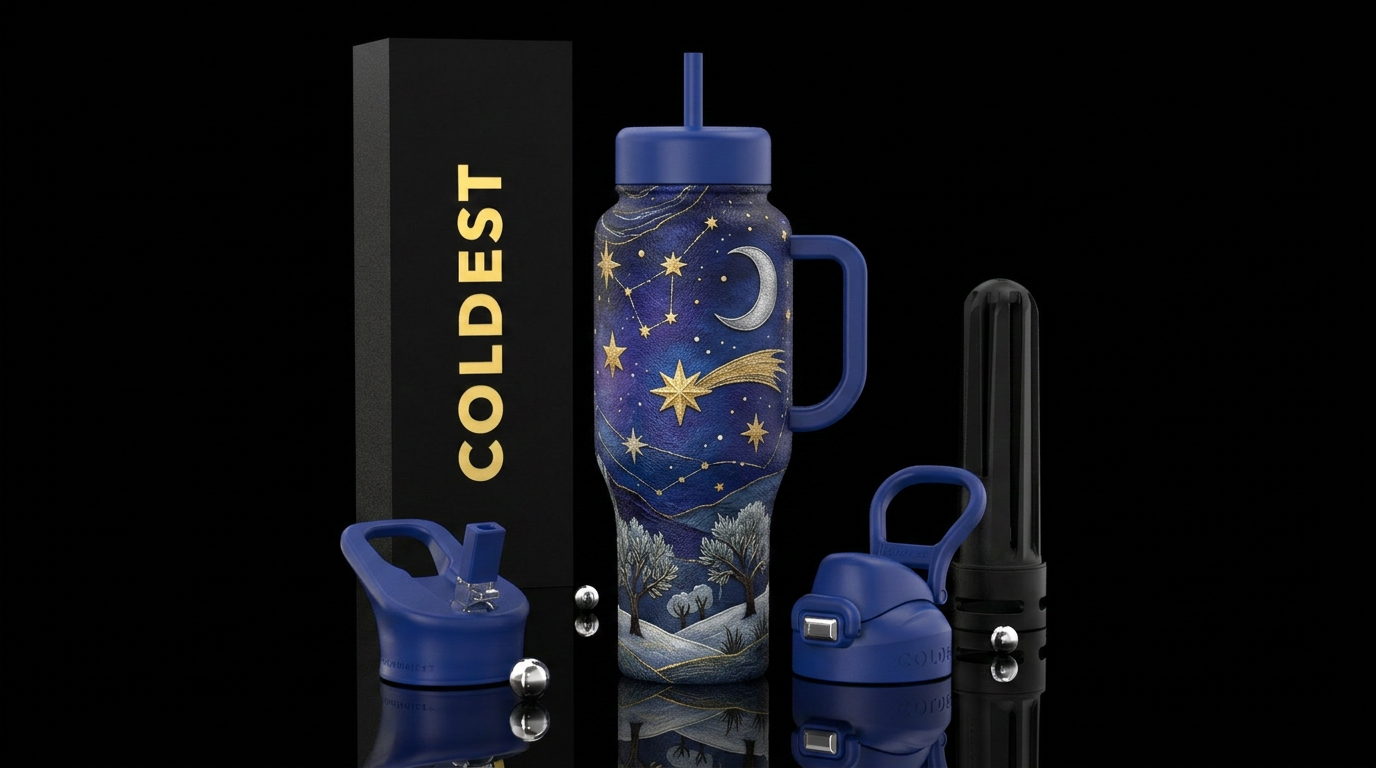 Silent night, holy night no text on bottle water bottle design
