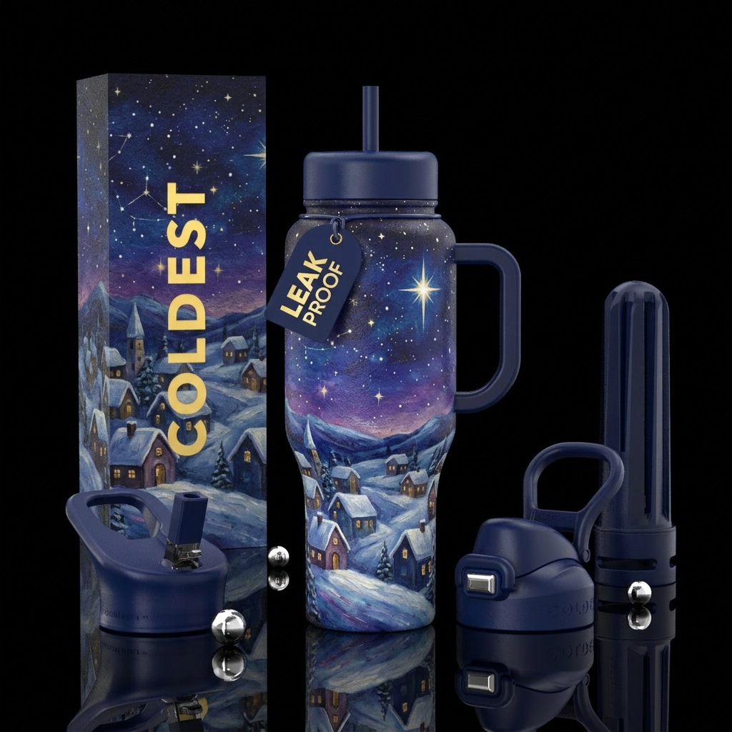 Silent night, holy night no text on bottle water bottle design
