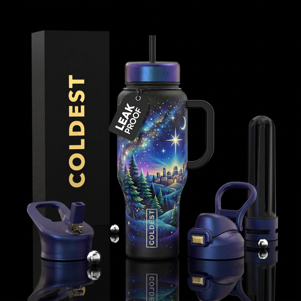 Silent night, holy night no text on bottle water bottle design