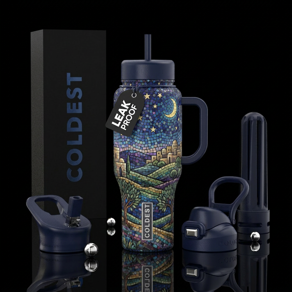 Silent night, holy night no text on bottle water bottle design