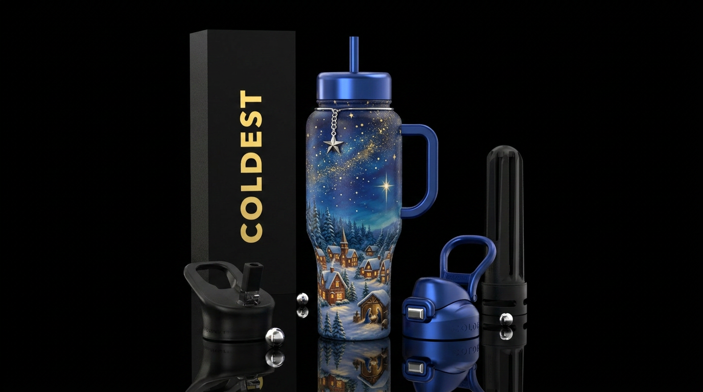 Silent night, holy night no text on bottle water bottle design