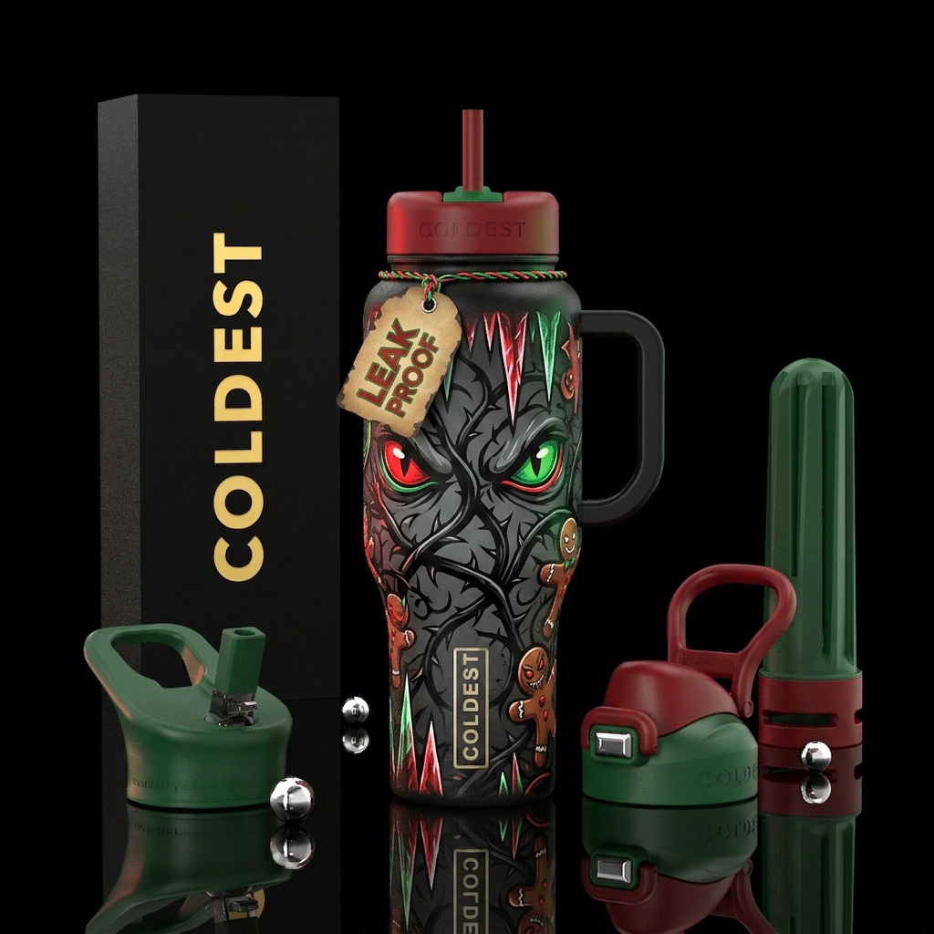 Christmas horror water bottle design