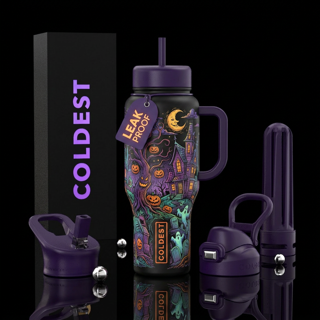 Sketched Halloween Town water bottle design