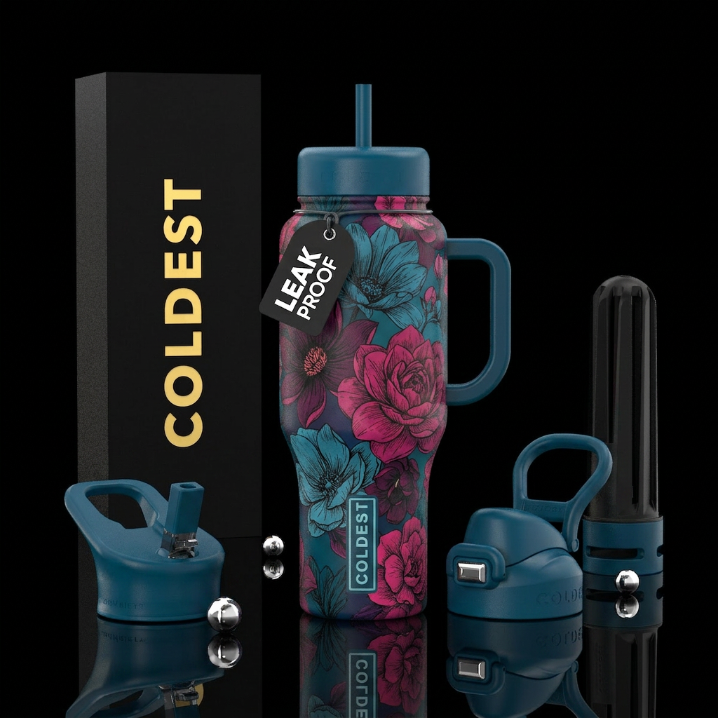 Sketched flowers v day drop. Modern imbued unique.... water bottle design