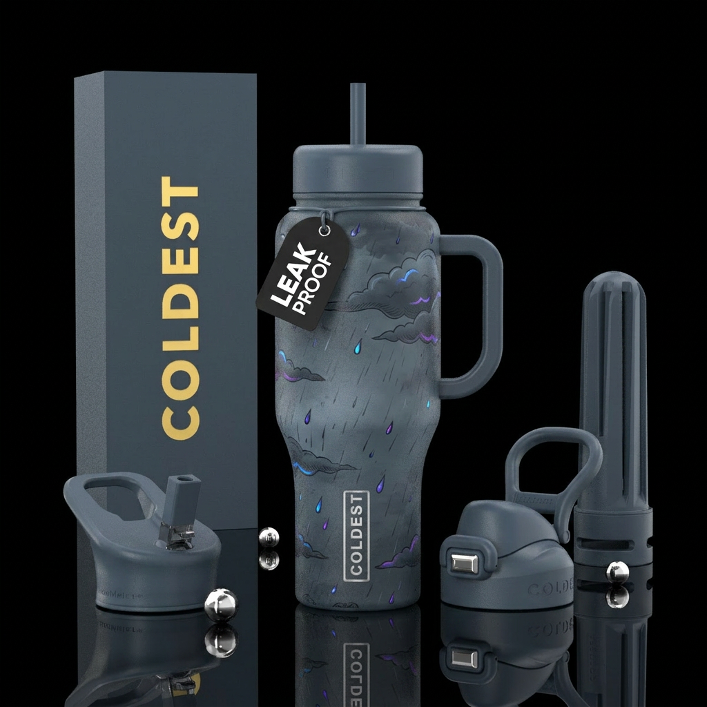 Dreary day water bottle design