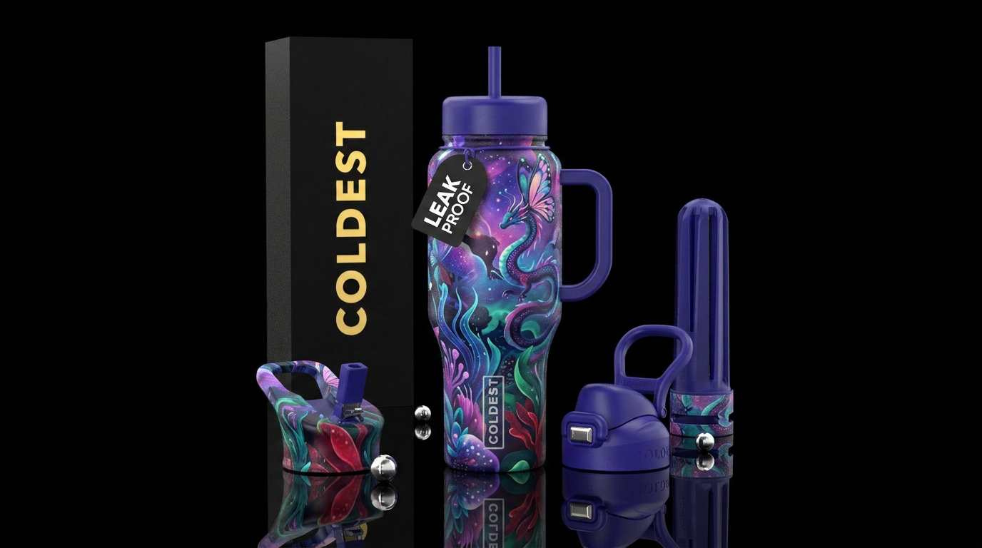 stylistic, whimsical, happy mood, butterfly, drago... water bottle design