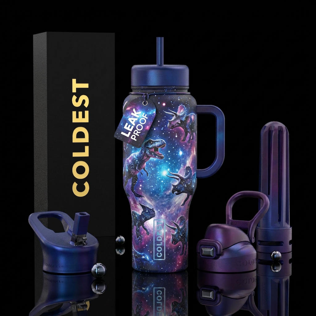 Dino galaxy water bottle design