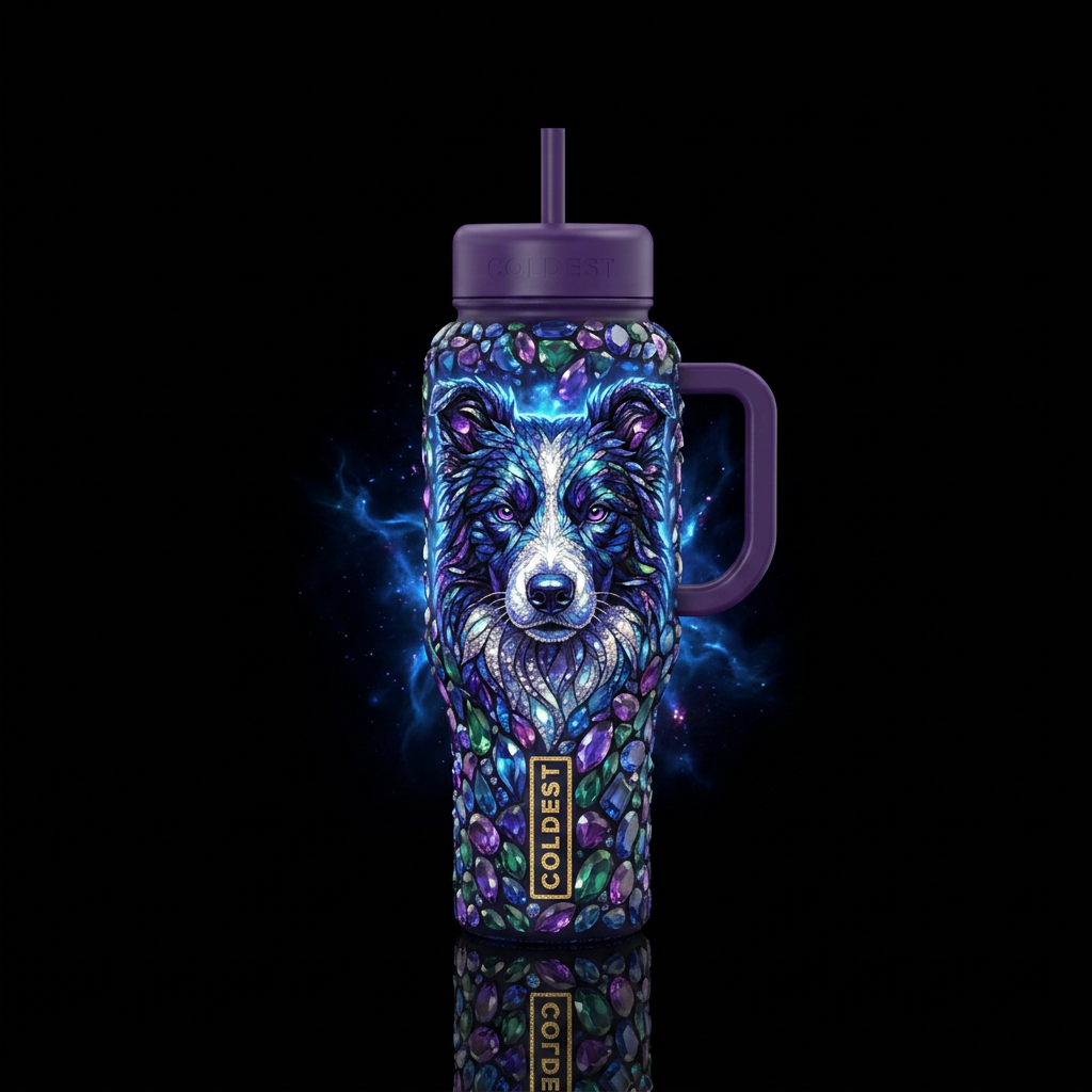 explosive, realism, gemstone, dog, glowie, magical water bottle design