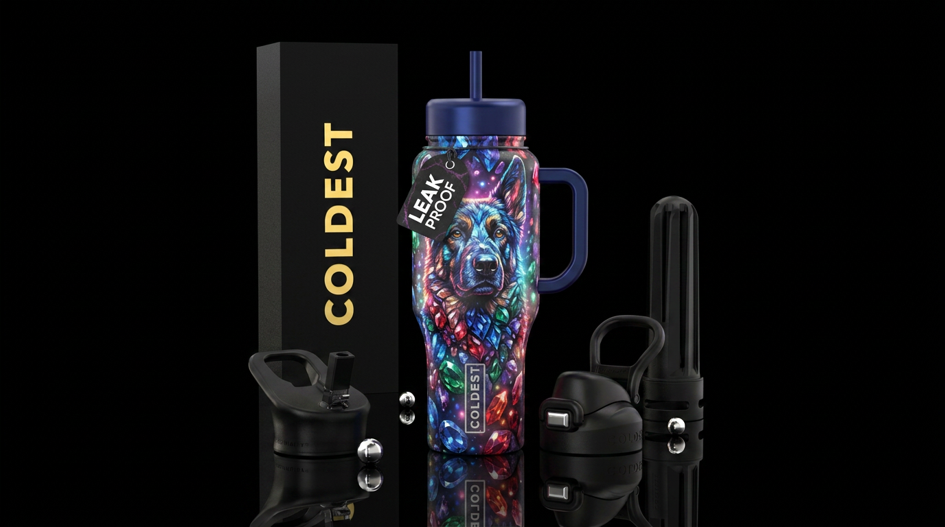 explosive, realism, gemstone, dog, glowie, magical water bottle design