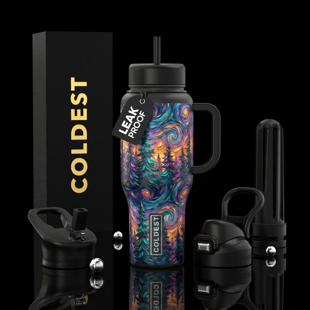 dark mood, happy mood, oil painted, rugged, spray ... water bottle design