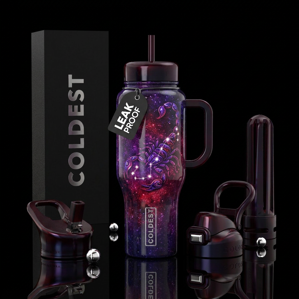 zodiac scorpio,  inbued, shiny, vibrant, beautiful... water bottle design