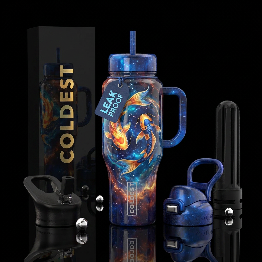zodiac Pisces,  inbued, shiny, vibrant, beautiful,... water bottle design