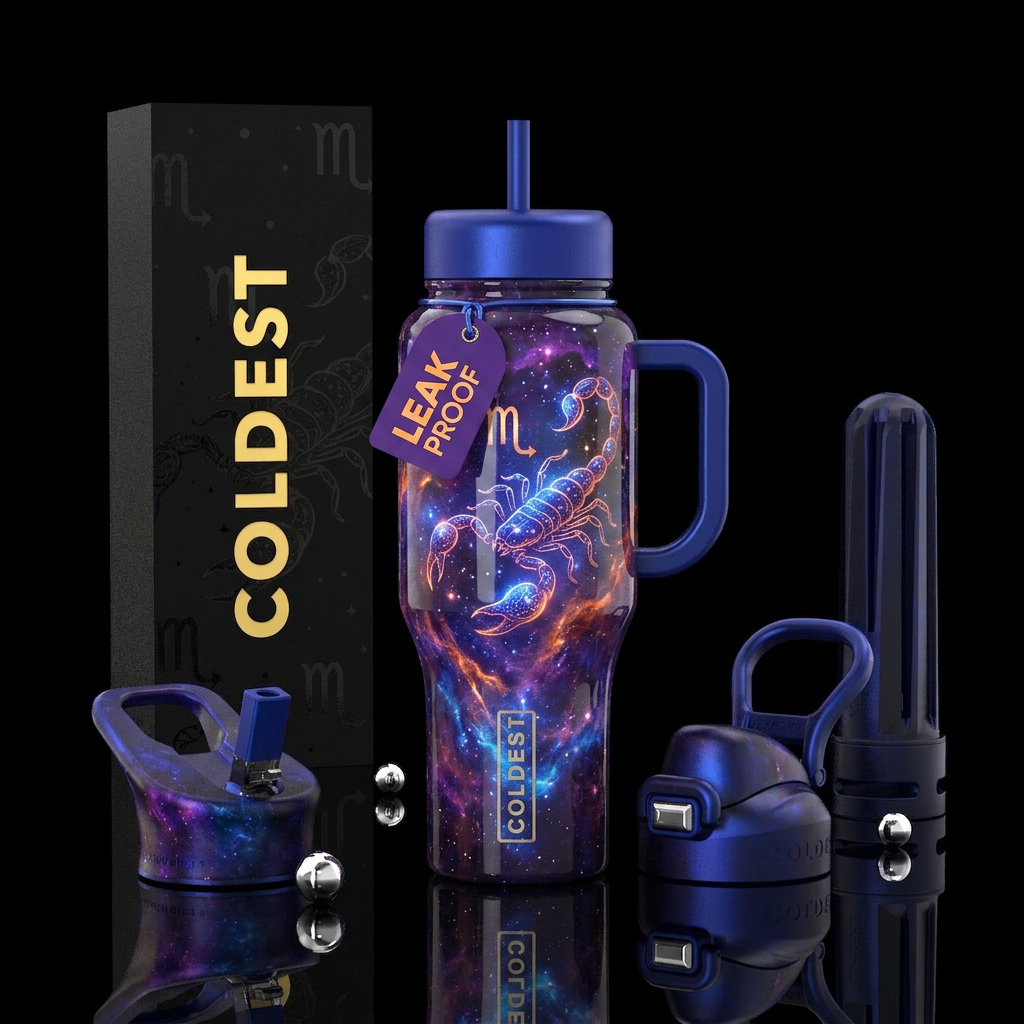 zodiac scorpio,  inbued, shiny, vibrant, beautiful... water bottle design