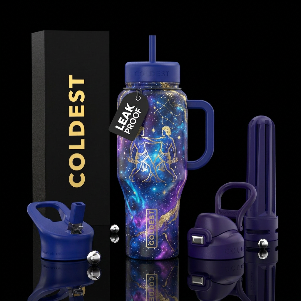 zodiac Gemini, inbued, shiny, vibrant, beautiful, ... water bottle design