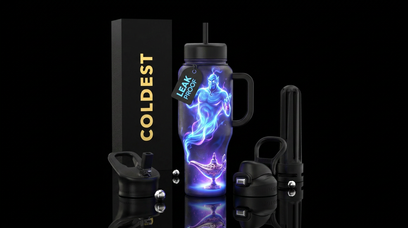 Glowie genie and lamp water bottle design