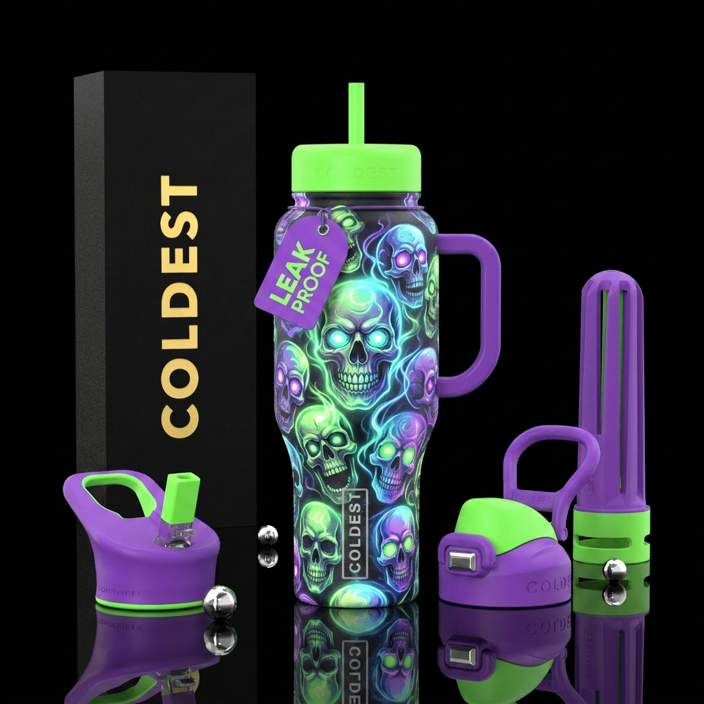 Crazy Skull glowie water bottle design