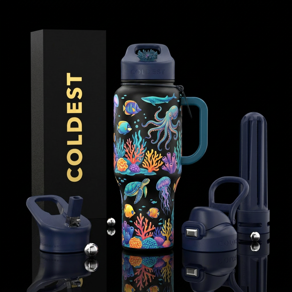 Sea creatures c water bottle design