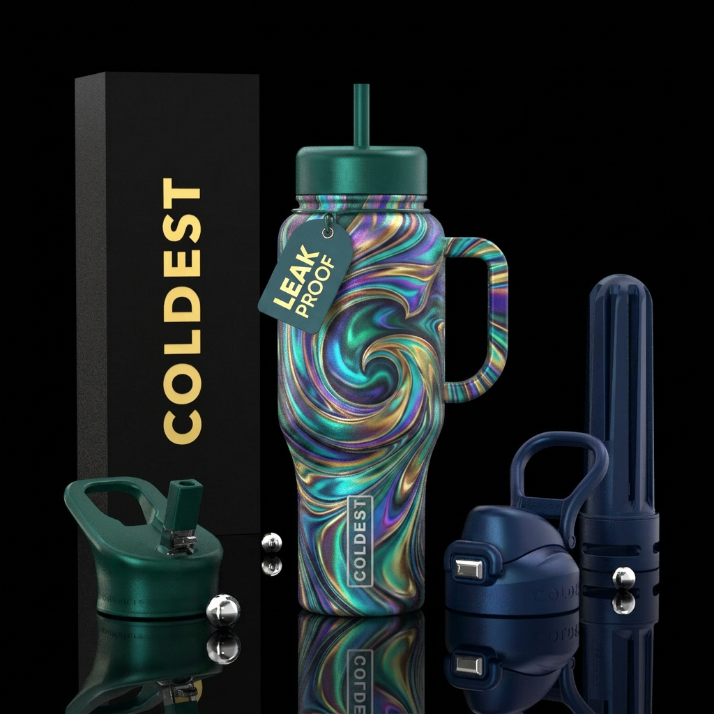 Multi colored mystic g water bottle design