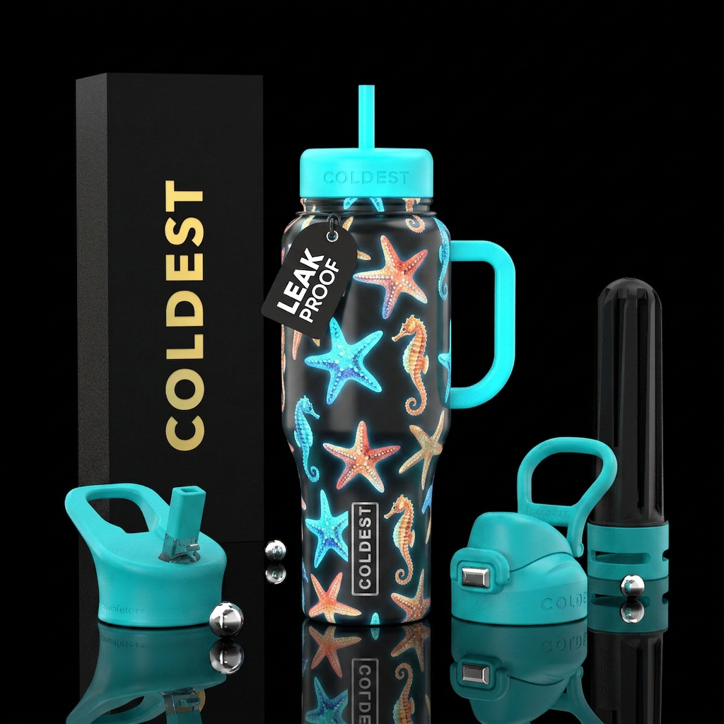Starfish and Sea horses glowie water bottle design