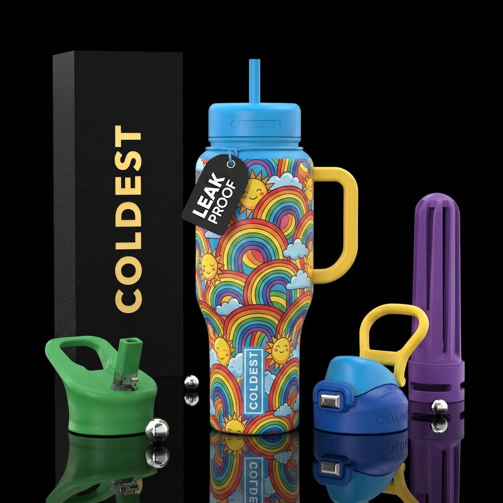 Sunshine & Rainbows water bottle design