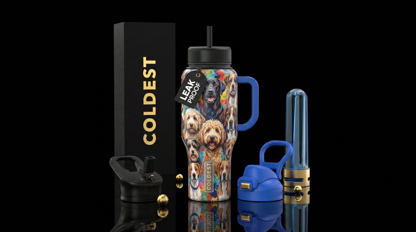Mixed breed dogs water bottle design