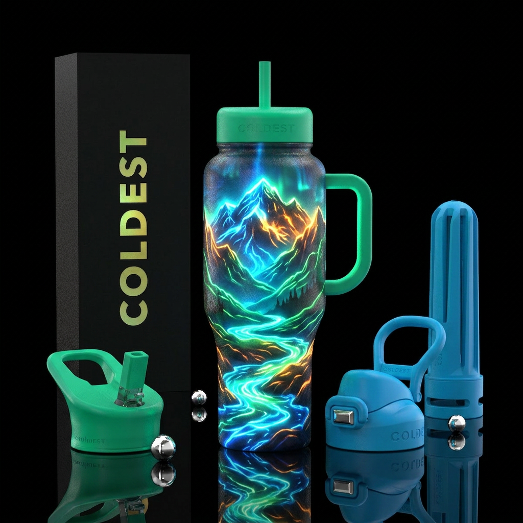 California  Mountains and streams glowie water bottle design