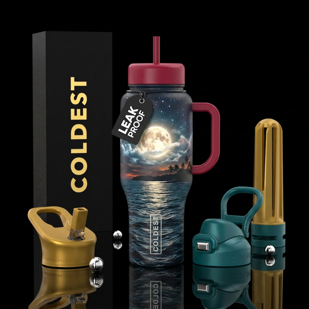 Moonover the ocean water bottle design