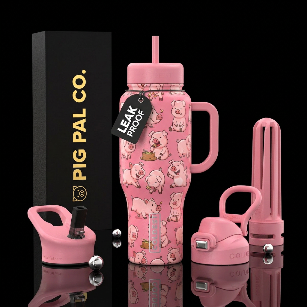 Cartoon pigs water bottle design