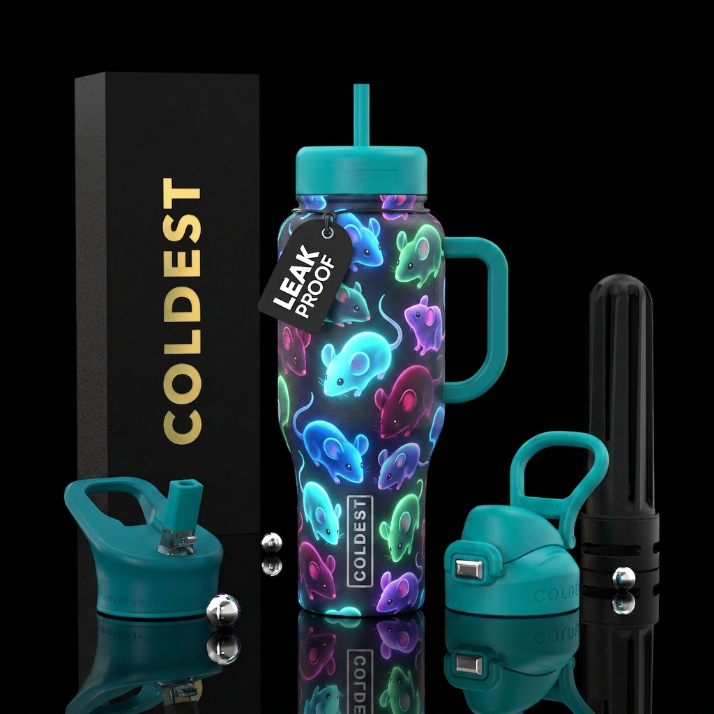 Cartoon mice glowie water bottle design