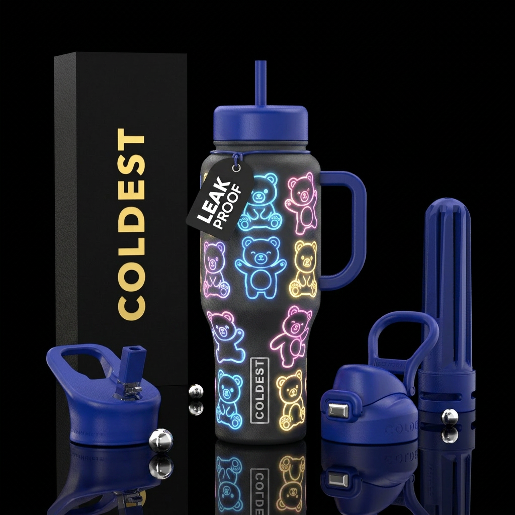 Cartoon Bears glowie water bottle design