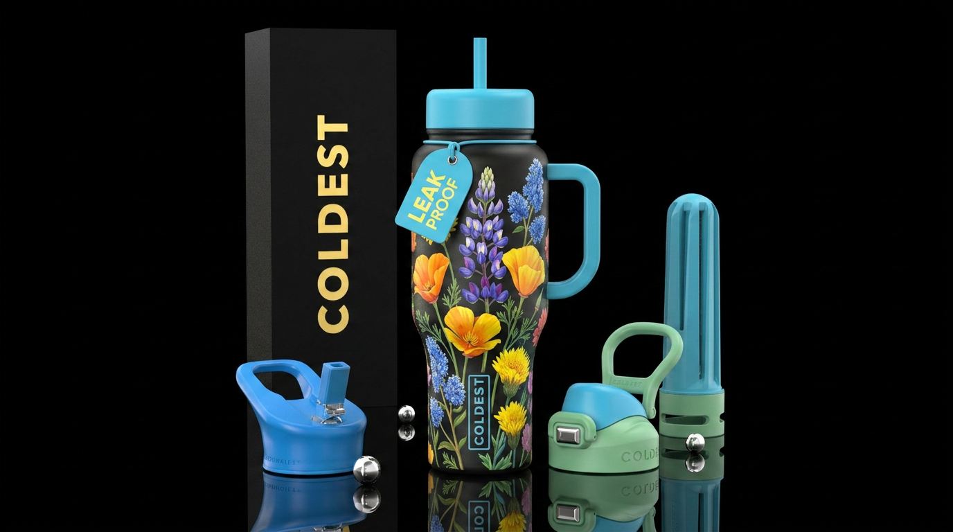 California wild flowers water bottle design