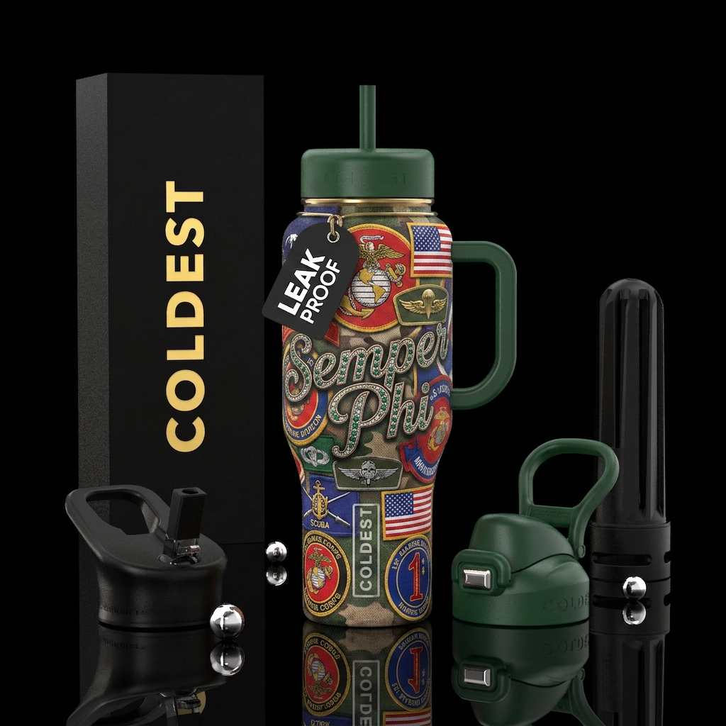 Marine patches Semper phi water bottle design