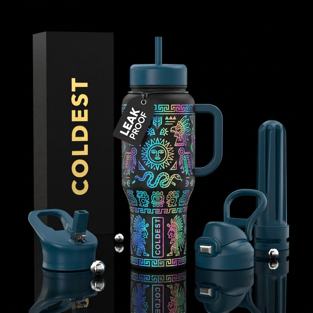 Aztec design glowie water bottle design