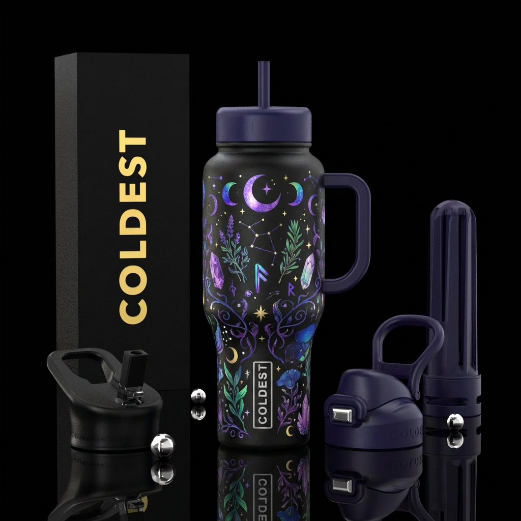 Witchy vibe no pentagram water bottle design