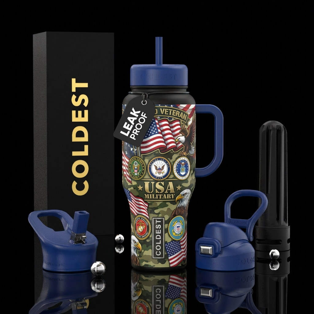 USA military veteran water bottle design