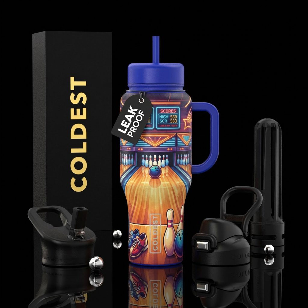 Bowling alley water bottle design