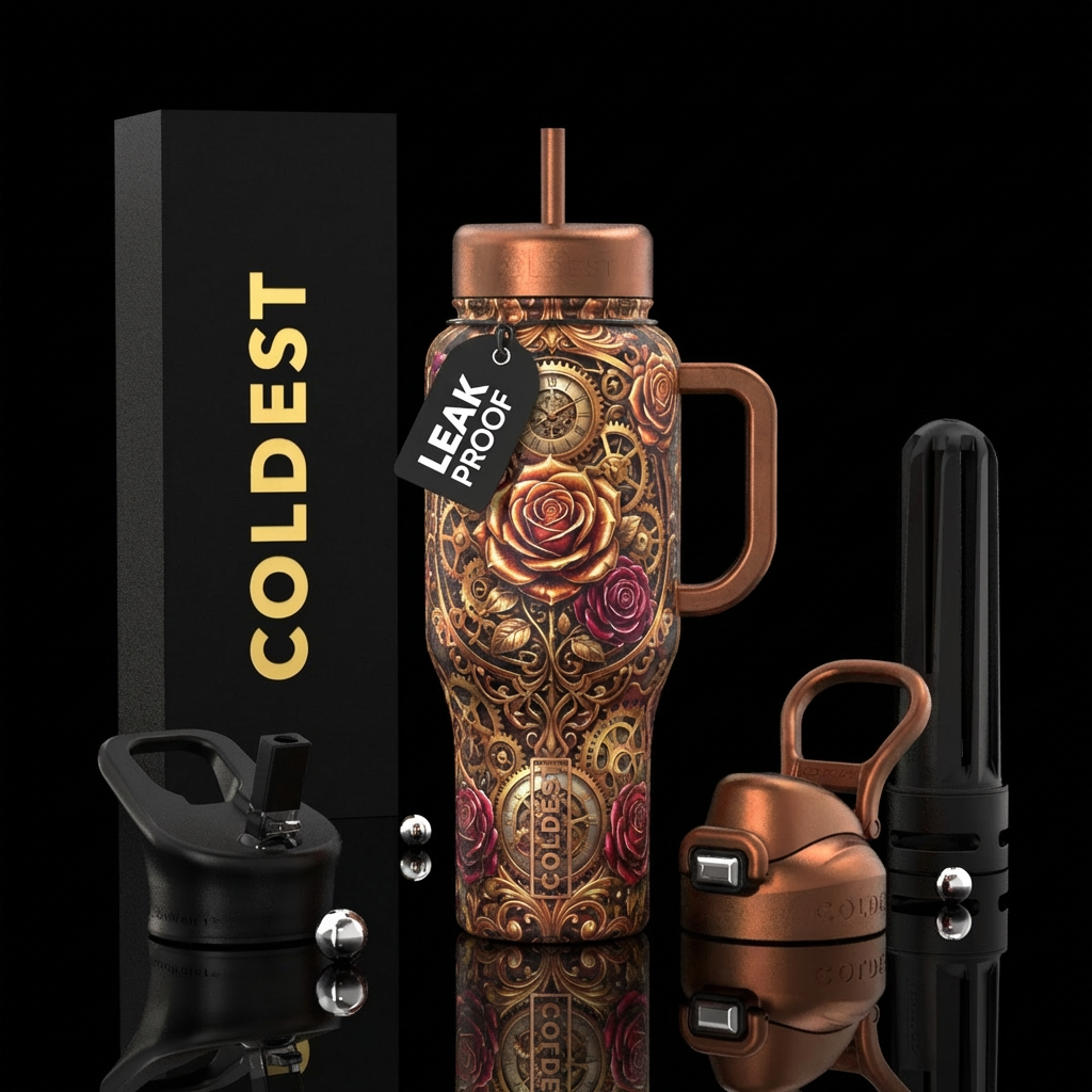 Steampunk roses water bottle design
