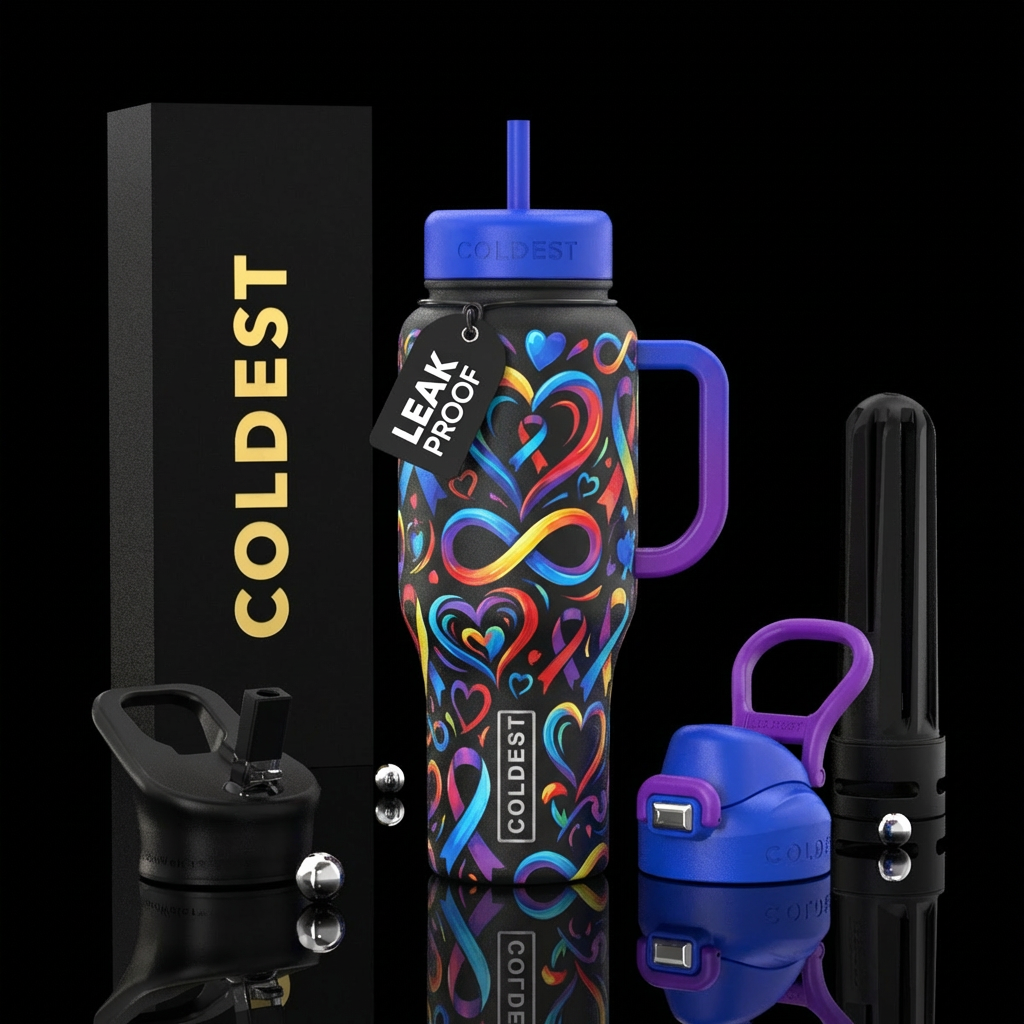 Autism awareness love support NO PUZZLE PIECES water bottle design