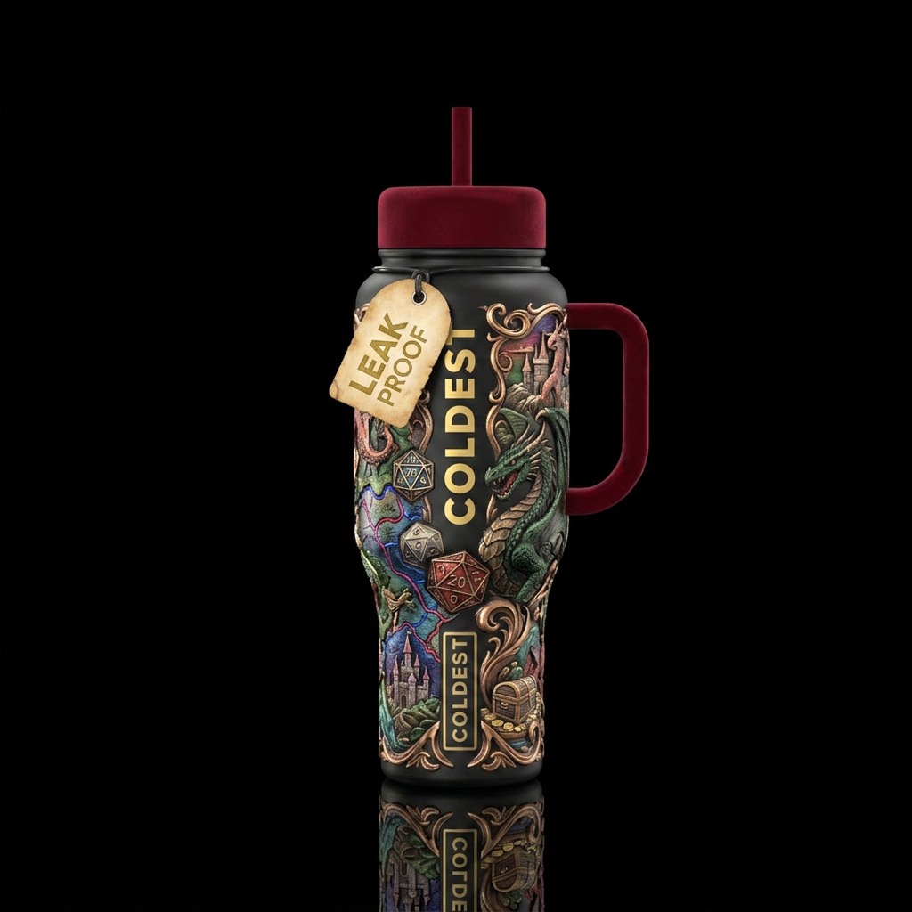 Dungeons and dragons game water bottle design