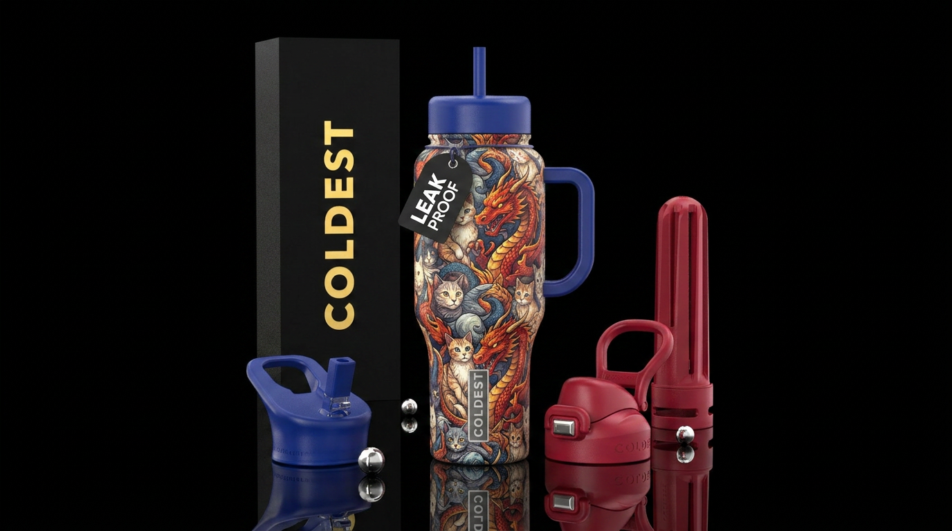 Cats and dragons water bottle design