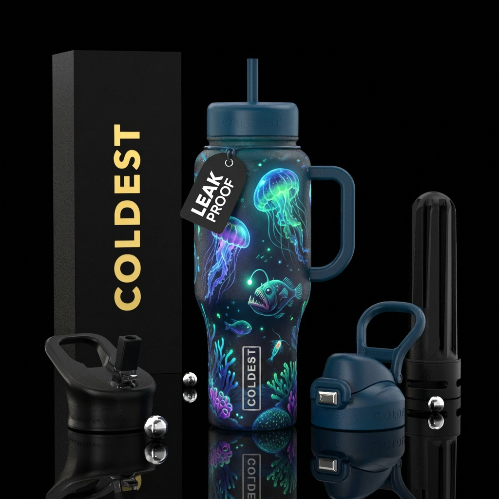 design me a glow in the dark sea creature bottle water bottle design