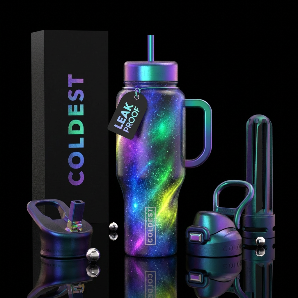 beautiul, glowie, magic, spray painted water bottle design