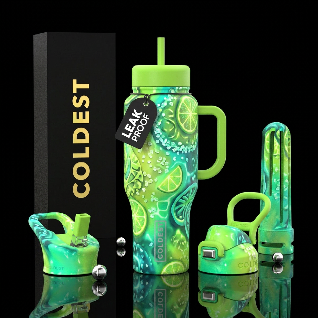 margarita, glowie, water bottle design
