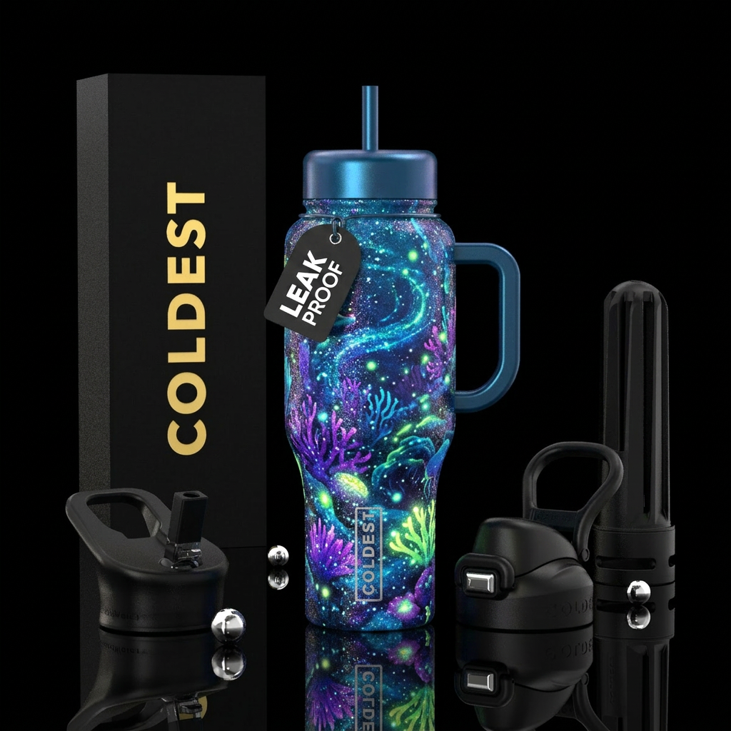 sparkly, glowie, ocean water bottle design