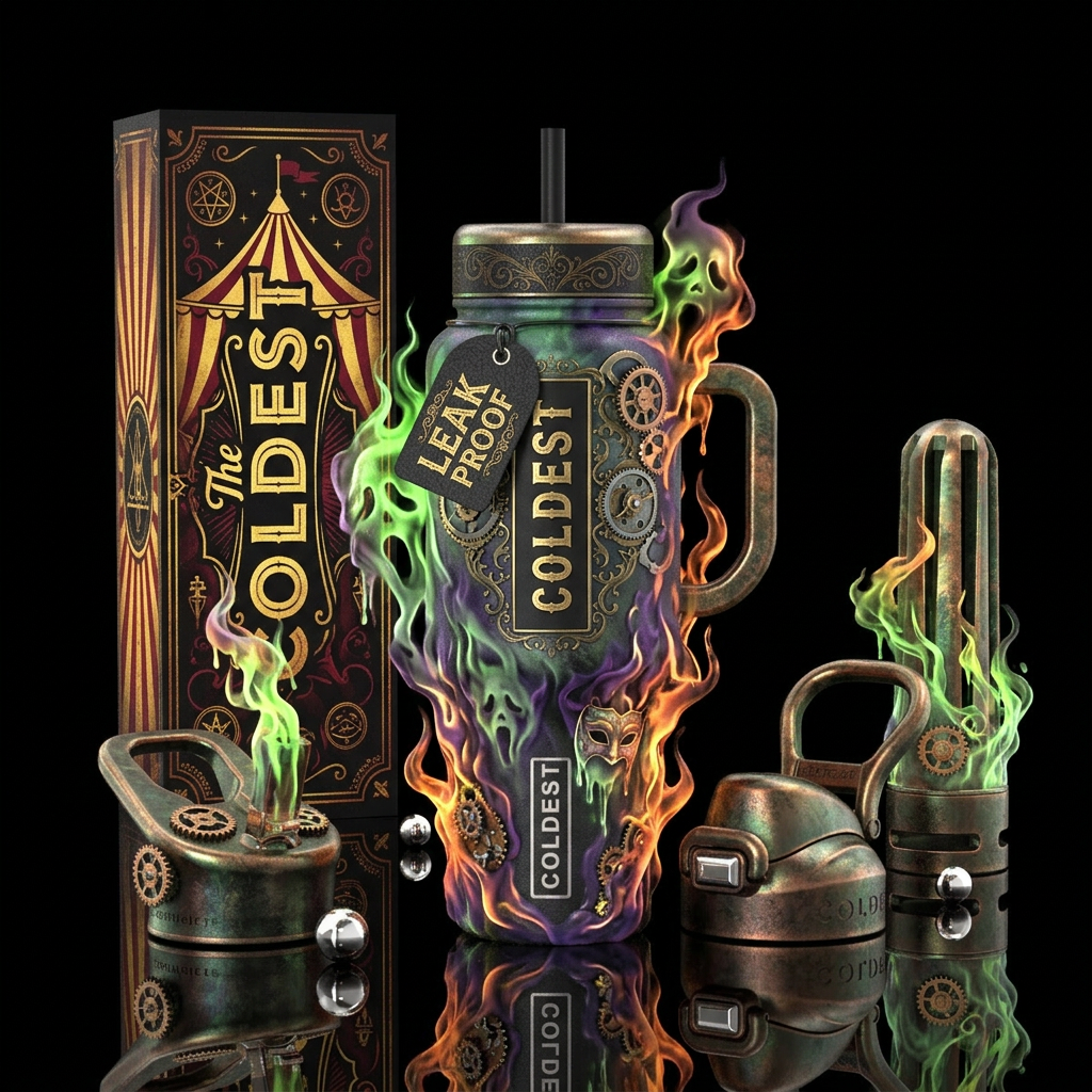 Haunted Circus water bottle design