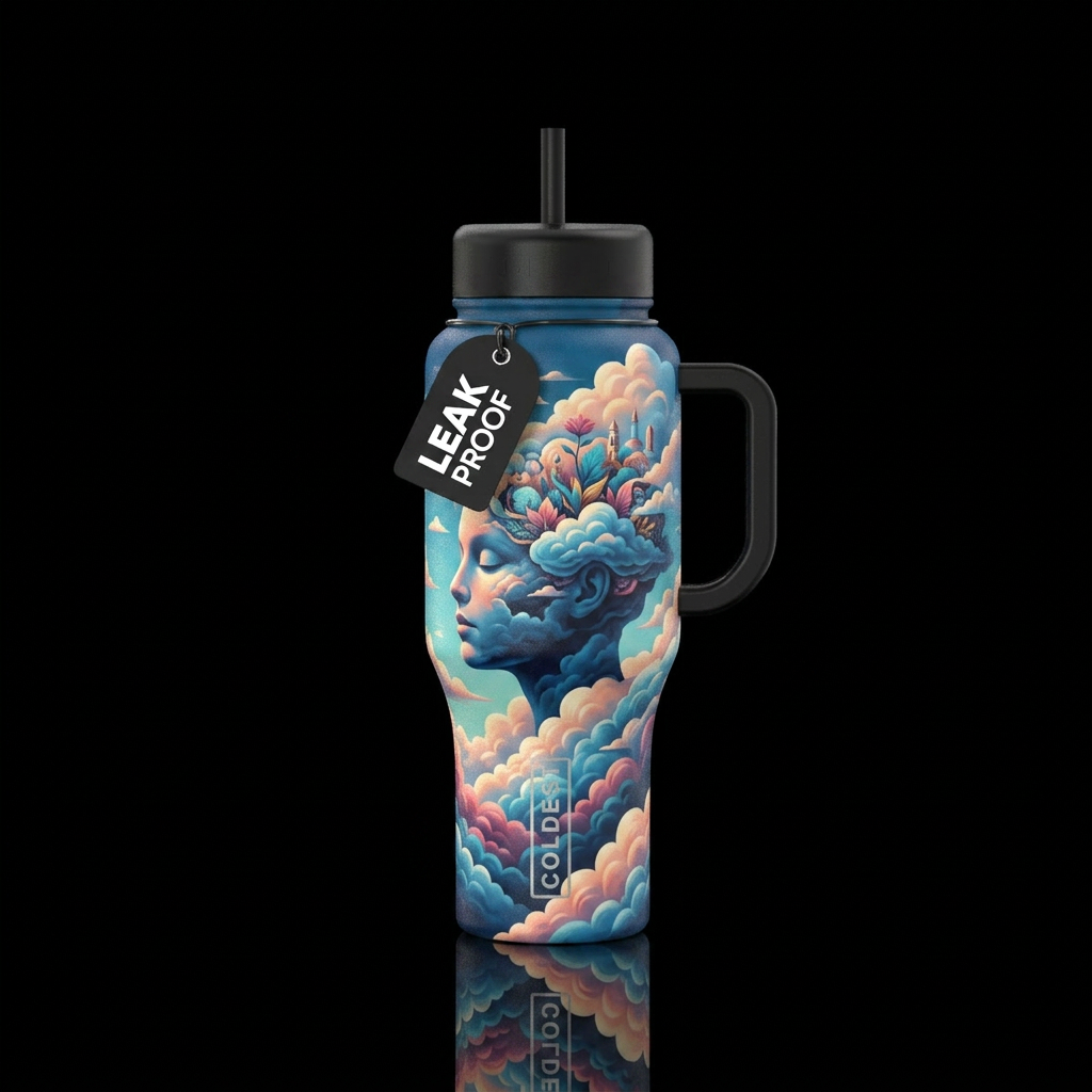 Head in the clouds water bottle design