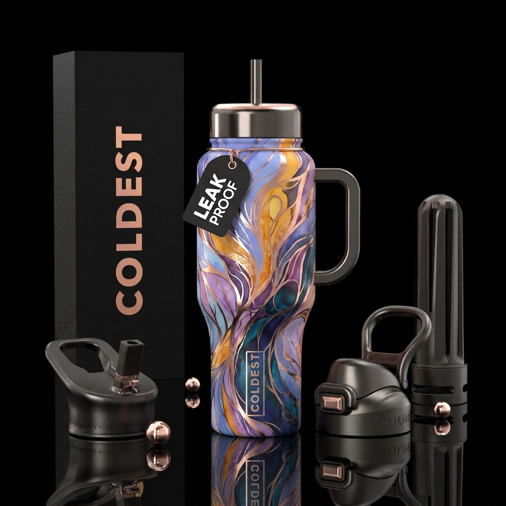 Emotional support water bottle, colorful, rose gol... water bottle design